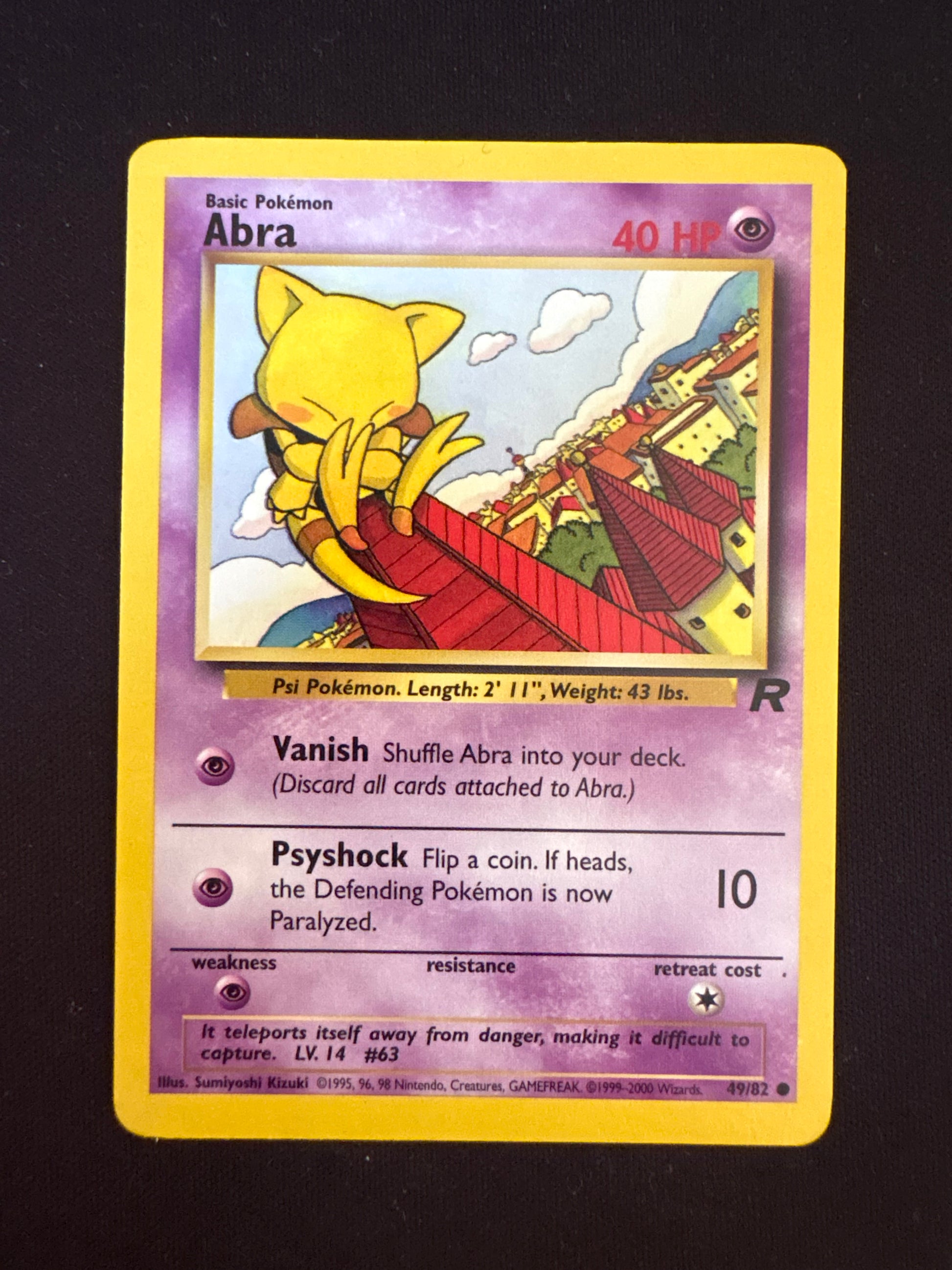 abra 1995 pokemon card Rare 1995 Abra Pokemon Card