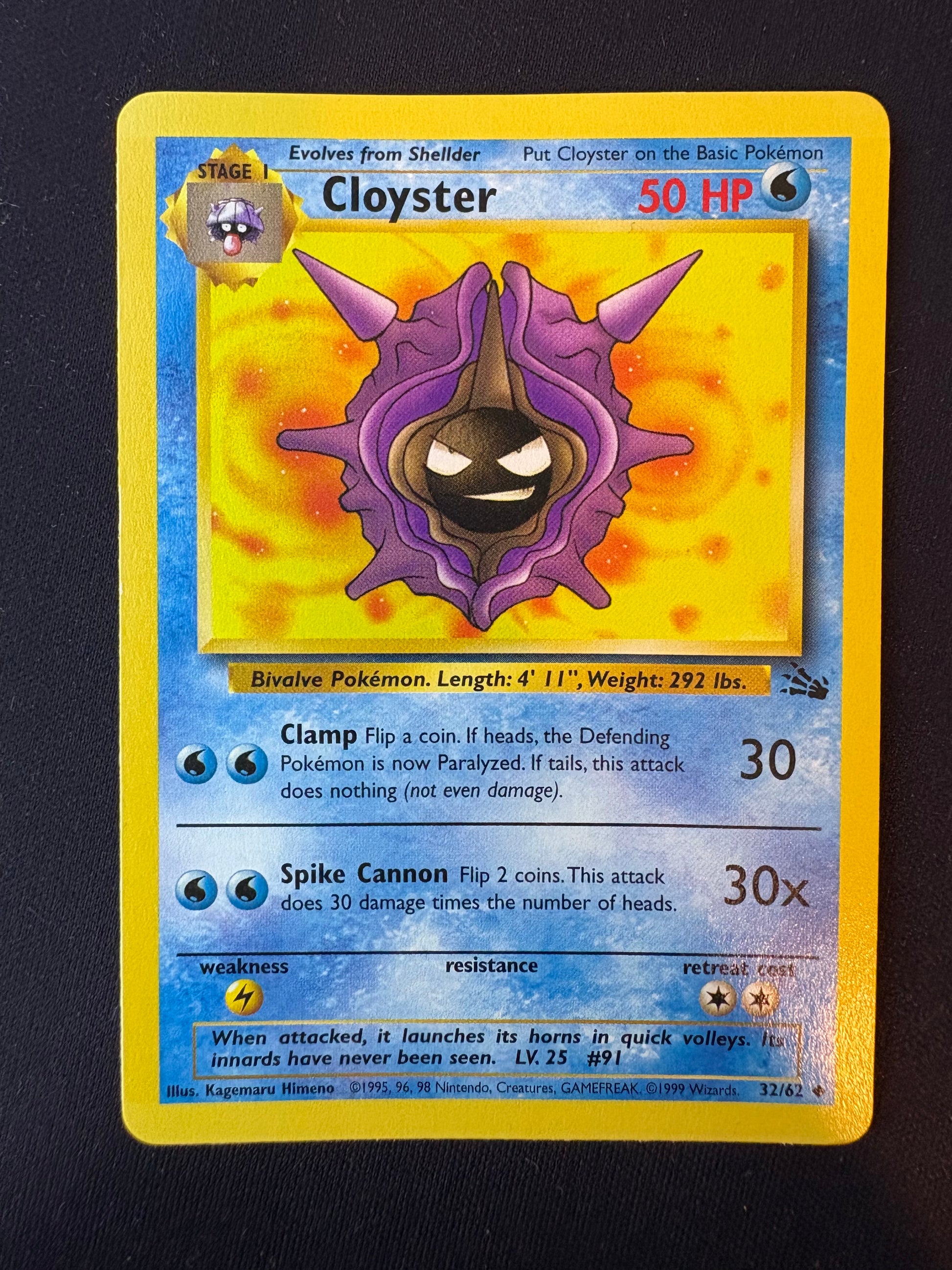pokemon fossil card values Fossil Cloyster 32/62 Uncommon – PokeGirlJenni